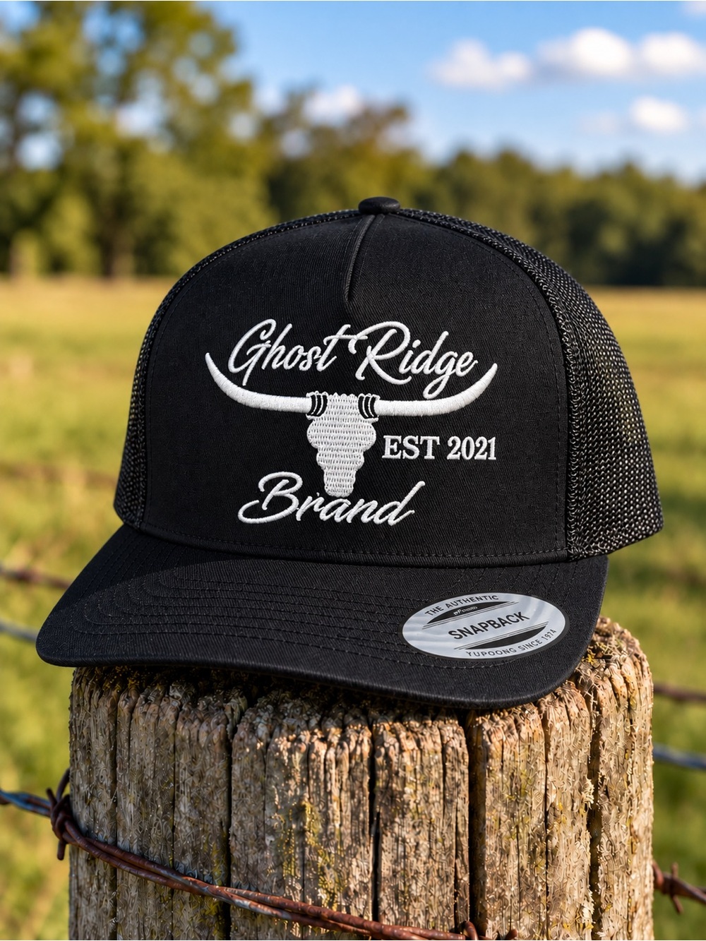 Ghost Ridge Longhorn Trucker Hat Western Cowboy Cap